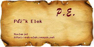 Pék Elek névjegykártya